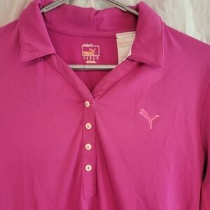 Puma athletic polo golf women's long sleeve shirt, Size M, Pink